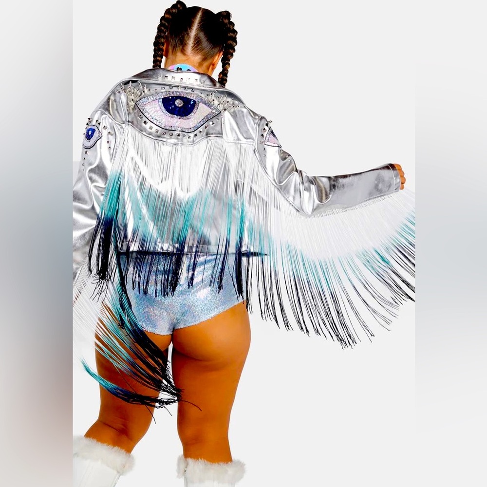 Club Exx Plus Euphoric Visions Fringe Moto Jacket